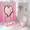 Amazon Transfronterizo Popular Serie del Día de San Valentín Impresión Digital Poliéster Impermeable y a Prueba de Moho Cortina de Ducha Juego de Cuatro Piezas Fabricante