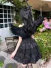 Vestido Anjo Demônio Preto e Branco Melhor Amiga Estrela Gêmea Lolita Gótico JSK Vestido Estilo Japonês Soft Girl Lolita