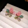 Pendientes de Flor de Gota de Agua Tachonados de Diamantes con Goteo de Aceite de Aguja de Plata Nuevo Estilo 2026 Pendientes Simples de Moda Pendientes de Lujo Ligero de Alta Gama para Mujeres