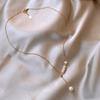 Collar de Acero de Titanio Perla de Agua Dulce Barroca para Mujer Diseño Ajustable por Tirón Cadena para Clavícula Cadena para el Cuello de Celebridad Cyber Elegante