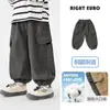 Calças Cargo de Algodão Puro para Meninos, Estilo Primavera e Outono, Roupa Infantil, Novo Modelo Outono 2026, Calças para Bebês, Modernas