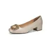 Nuevos Zapatos de Tacón Alto Grueso Jacquard Chino para Mujer, Punta Cuadrada, Hebilla Cuadrada con Pedrería, Planos de Corte Bajo, Versátiles para Bodas y Banquetes, Zapatos para Brindar