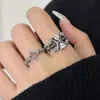 2026 Nuevo Producto Estilo Tendencia Nacional Anillo de Flor de Iris Retro Set Anillo Abierto Versátil Diseño de Nicho de Plata Vintage