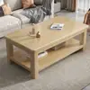 Mesa de Centro para Sala de Estar Madera Maciza Hogar Apartamento Pequeño Doble Capa de Almacenamiento Toda de Madera Maciza Nuevo Chino Mesa de Té Cañón Simple Moderno Madera Natural