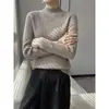 Suéter de Punto de Cachemir Puro de Cabra para Mujer, de Alto Nivel, Listo para Usar, Cuello Medio Alto, Ajuste Delgado Adelgazante, Suéter Base para Mujer