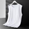 [Entrega rápida] Chaleco de seda de hielo para hombre, moderno, de cuello redondo, de malla, transpirable, de secado rápido, deportivo, ancho, para exteriores, sin mangas.