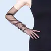 Luvas de noiva, vestido de noiva longo de tule, acessórios de casamento europeus e americanos para Halloween, mangas de renda preta para mulheres, multicolor