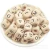 Dados de Madera DIY Accesorios de Cuentas para Niños 10mm 8mm Cubos Cuadrados con Letras Cuentas de Madera Natural Dados Sueltos Venta al por Mayor