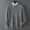 Suéter 100% Lana Pura para Hombre, Cuello Redondo, Color Sólido, Tejido Jacquard Sencillo, Capa Base Holgada