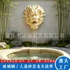 Colgante de Grifo de Arenisca para Exteriores Escultura de Grifo Aspersor de Agua de Fibra de Vidrio Imitación Cobre Paisaje Urbano Escultura de Doble Dragón Jugando con una Perla