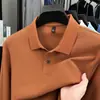 Camisa polo hexagonal de piqué de algodón 100% mercerizado de manga larga para hombre, camiseta básica de otoño e invierno, camiseta de cuello con botones de algodón puro
