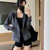 Jaqueta de Moletom com Capuz Outono e Inverno Forrada com Lã Grossa para Yoga Roupa Externa Moletom Esportivo com Zíper Modelagem Slim Emagrecimento Top Esportivo para Mulheres