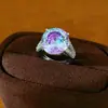 Anillo abierto redondo geométrico de circonita, estilo nicho de alta gama, estilo europeo y americano, joyería de moda única y exagerada al por mayor