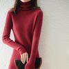 Abrigo a juego Suéter de lana para mujer Vestido con cuello de pelo Adelgazante Ajustado Largo hasta la rodilla Falda base de punto Manga larga Elegante