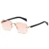 Gafas de Sol Cuadradas Sin Montura Populares Transfronterizas Gafas de Sol Tendencia de Moda Europea y Americana Gafas de Sol de Color Degradado