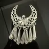 Accesorios de Imán para Refrigerador de la Etnia Miao, Aretes Estilo Chino Filigrana Mariposa Imitación Plata, Accesorios de Nicho Retro Étnico con Borla Larga