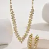 Suministro Transfronterizo Cadena Sencilla de Lujo Ligero para Clavícula Cadena Exquisita de Garras Zircón Marquise Pedrería Cristal Pendientes Conjunto de Collar