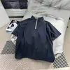 Camiseta Polo de Manga Corta para Ciclismo de Verano Estilo Americano, Bloque de Color, Media Cremallera, Color Azul Marino, Estilo Montaña, Deportivo, Fresco, Secado Rápido