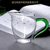 Taza de té de vidrio de borosilicato con mango de colores, taza de té de ceremonia exquisita, taza transparente con pico, taza para hombre pingüino, dispensador de té para té Kung Fu