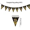 Venta directa transfronteriza popular bandera triangular negra y dorada de cumpleaños decoración de ambiente de fiesta arreglo de escena suministros