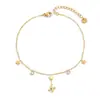 Tobillera con Diseño de Estrella de 26 Letras Transfronteriza Europea y Americana, Cadena para Tobillo de Cobre, Moda Exquisita, Casual Versátil para Mujer