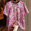 Camisa de Seda Xiangyunsha Novo Chinoiserie Feminina Manga Curta Verão Nova Estilo Nacional Jacquard Seda de Amora Camisa Top