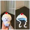 Gorro de dibujos animados de hamburguesa tejido a mano 13cm ropa de muñeco oso autocrítico 10cm muñeco de algodón accesorio de tocado lindo