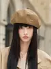 Boina de Color Maillard para Mujer, Sombrero Octogonal Estilo Retro, Gorra de Boina Moda Coreana, Sombrero de Artista Pintor para Mujer