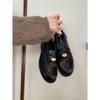 Zapatos de Cuero Vacuno de Primera Capa, Punta Redonda, Mocasines Estilo Británico Vintage, Superficie Suave, Versátiles, Zapatos Clásicos Cómodos, Diseño de Moneda Dorada
