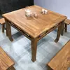 Mesa Antigua de Herradura de Olmo para Uso Doméstico, Mesa Cuadrada, Mesa de los Ocho Inmortales, Mesa de Centro de Madera Maciza Estilo Wabi-Sabi, Banco Largo Estilo Chino con Mesa de Herradura de Cinturón y Taburetes
