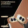 Adecuado para funda de teléfono Apple Duo, cuero con patrón de rejilla electrochapado con bisagra de resorte, funda protectora para pantalla plegable iPhone Duo