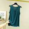 Verano 2022 Modal Holgado Plisado Talla Grande Mujer Sin Mangas Ropa Exterior Versátil Camiseta Básica Chaleco Delgado