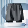Calção de Banho Masculino 2025 Novo Secagem Rápida Camada Dupla Anti-Constrangimento Solto Tamanho Grande Boxer Natação Praia Roupa de Banho Atacado