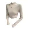 Nuevo suéter de punto de cachemira sin costuras de una pieza para otoño e invierno, de corte ajustado para mujer, con cuello alto medio, una capa base de punto ajustada