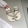 Sandálias Rasteirinhas Estilo Francês para Mulheres, Nova Moda Verão 2026 Chinelos Flip-Flop Macios com Laço de Strass, de Dois Modos