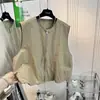 Colete de trabalho com zíper e gola alta estilo coreano para mulheres, novo top para o início do outono de 2026, jaqueta sem mangas casual solta com gola redonda