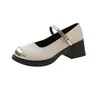 Zapatos Mary Jane bajos con un tacón grueso inspirado en Chanel, zapatos de tacón alto retro franceses 2026, otoño negro