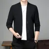 Nuevo Cárdigan de Punto Casual de Negocios Ajustado para Hombre, Temporada Primavera y Otoño 2024, Elegante y Versátil de Manga Larga