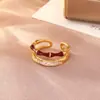 Nuevo Popular Retro Anillo Abierto de Gota de Aceite Roja Ancora Diseño de Nicho Joyería de Moda de Lujo Ligero Exquisita para Mujeres