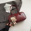 Coreia do Sul Nicho Bowling Bolsa Feminina Outono 2024 Nova Moda Retro Axilas Bolsa Grande Capacidade Ombro Bolsa Vermelha