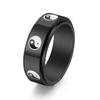 Joia Estilo Chinês Aço Titânio Preto e Branco Yin Yang Bagua Anel Rotativo Personalizado Masculino Símbolo Tai Chi Anel