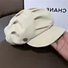 Sombrero de Nube para Mujer en Primavera, Sombrero Octogonal Adelgazante con Pliegues, Boina Simple Estilo Coreano, Tendencia de Sombrero de Pintor de Ala Suave a la Moda