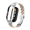 Adequado para Pulseira Xiaomi Mi Band 8, Pulseira de Aço Inoxidável Sólido com Três Contas, Pulseira de Metal Versão Cerâmica Xiaomi Mi Band 9