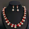 Set de Collar de Perlas y Piedras Preciosas de Joyería de Comercio Exterior Europeo y Americano para Mujer, Cadena Versátil de Lujo Ligero para Suéter, Cadena para Clavícula, Aleación