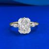 Mu Jing Joyería Nuevo Anillo Rectangular de Plata S925 Corte Flor de Hielo 7*9mm Dorado para Mujer Personalidad Única Venta en Vivo Transfronteriza