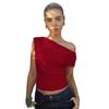 Estación Independiente Estilo Callejero Elegante Simple Un Hombro Cuello Asimétrico Chaleco Plisado Delgado Delgado Primavera y Verano Top para Mujer