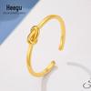 Xi Gu J0167 Anel de Nó em Prata S925 Anel Liso Anel de Ajuste Aberto Senso de Design Simples Moda Feminina