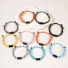 Pulsera de Macarrón Transfronteriza Europea y Americana con Doble Cordón de Ajuste, Color Múltiple, Acero Inoxidable, Impresión y Grabado de Color, Pulsera de Cuerda Trenzada Ajustable