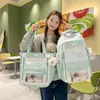 Estilo Coreano Dulce Estrella Dopamina Bolsa para Dolor Alto Aspecto Bloque de Color Estudiantes de Primaria Grados 3-5 Juego de Dos Piezas Mochila