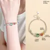 Nuevo Pulsera de Abalorios Flor de Cerezo Rosa Día de Primavera, Estilo Nuevo, Delicada y Versátil, Pulsera de Abalorios de la Suerte Arcoíris para Niñas